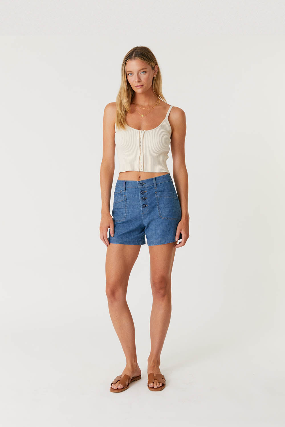 Denim by Nature™ Sophia Exposed Button Short