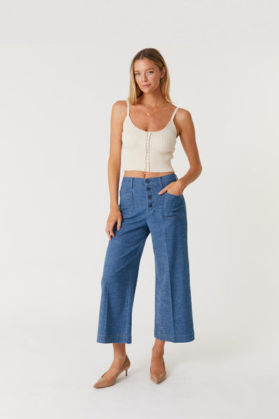 Level99 | Denim by Nature™ Sophia Exposed Button Wide Leg