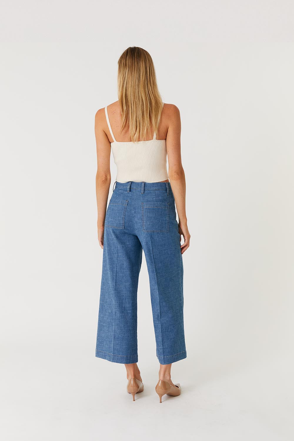 Denim by Nature™ Sophia Exposed Button Wide Leg