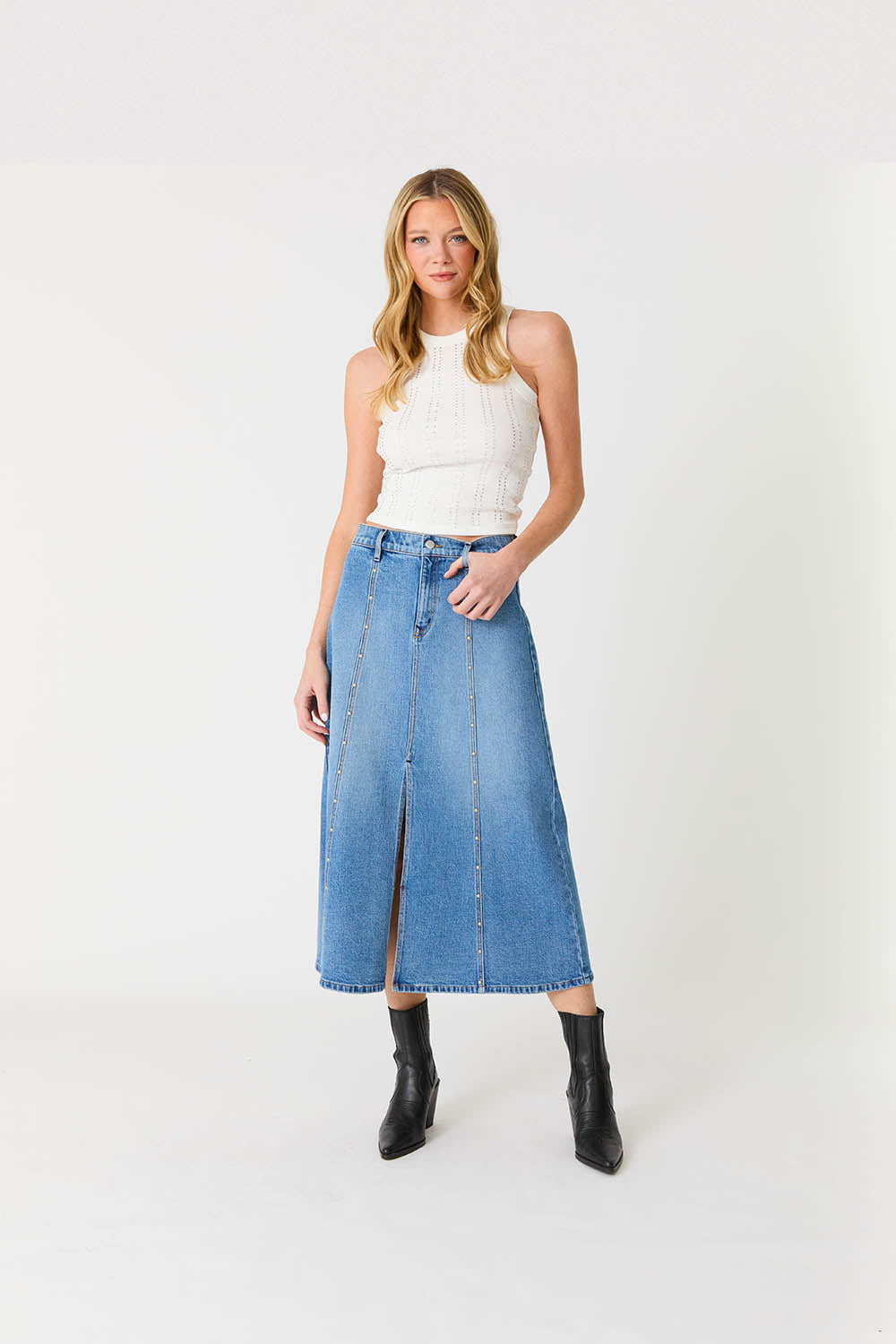 Parker Studded Denim Skirt