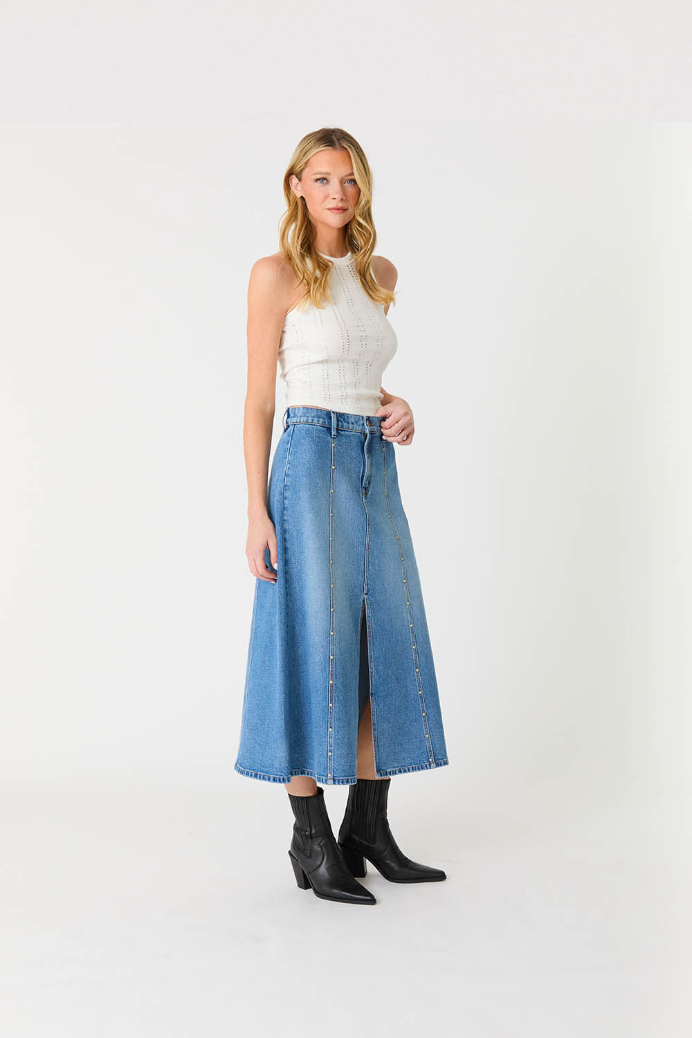 Parker Studded Denim Skirt