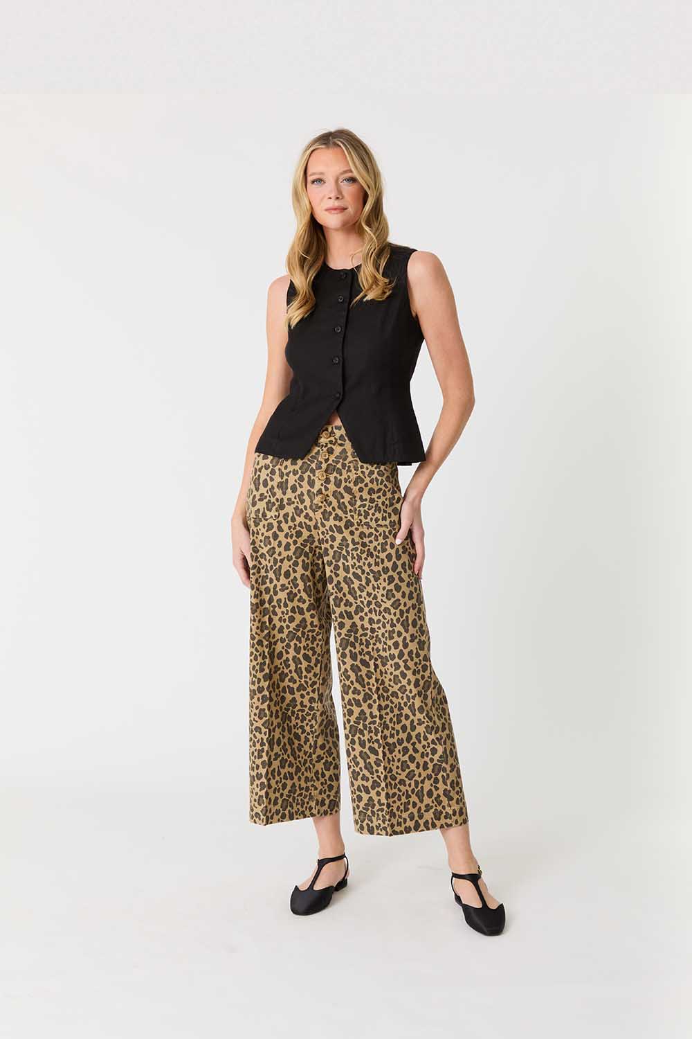 Sophia Effortless Leopard Print Pant
