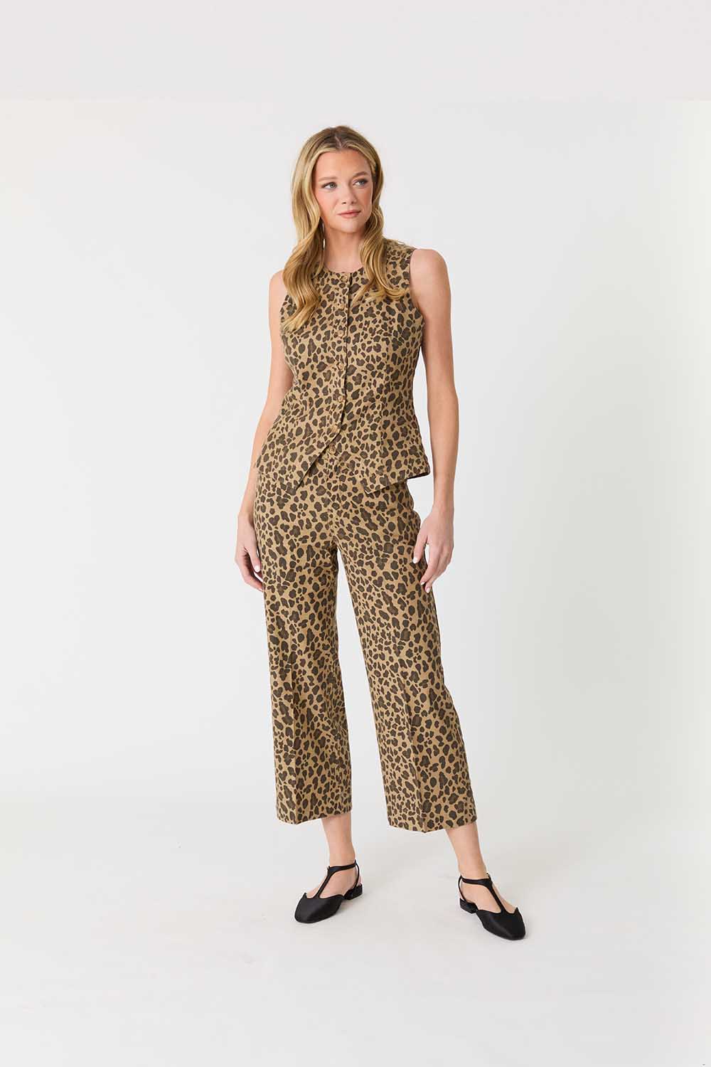 Annabelle Leopard Print Crop Wide Leg