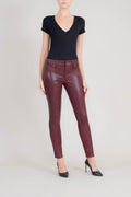 Liza Midrise Burgundy Lux Coated Skinny - level99jeans