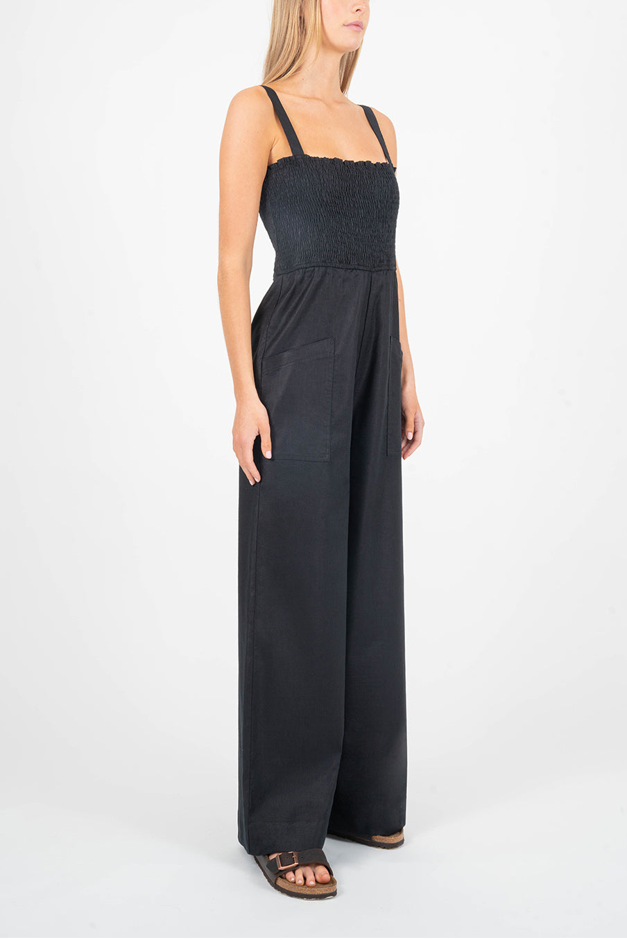 Marine Smocked Jumpsuit