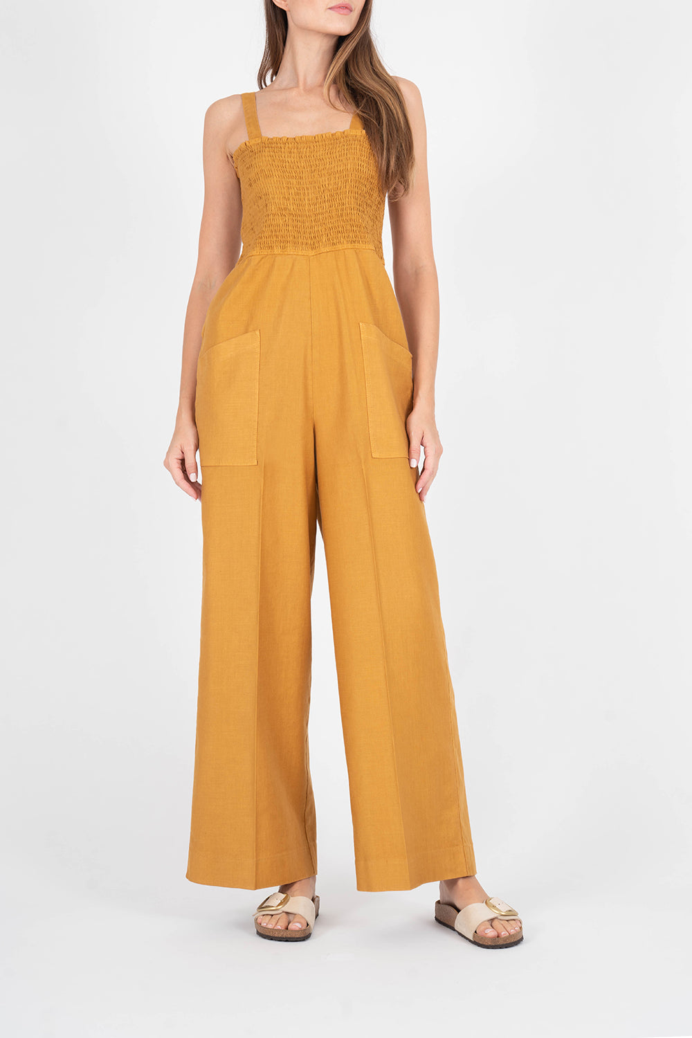 Marine Smocked Jumpsuit