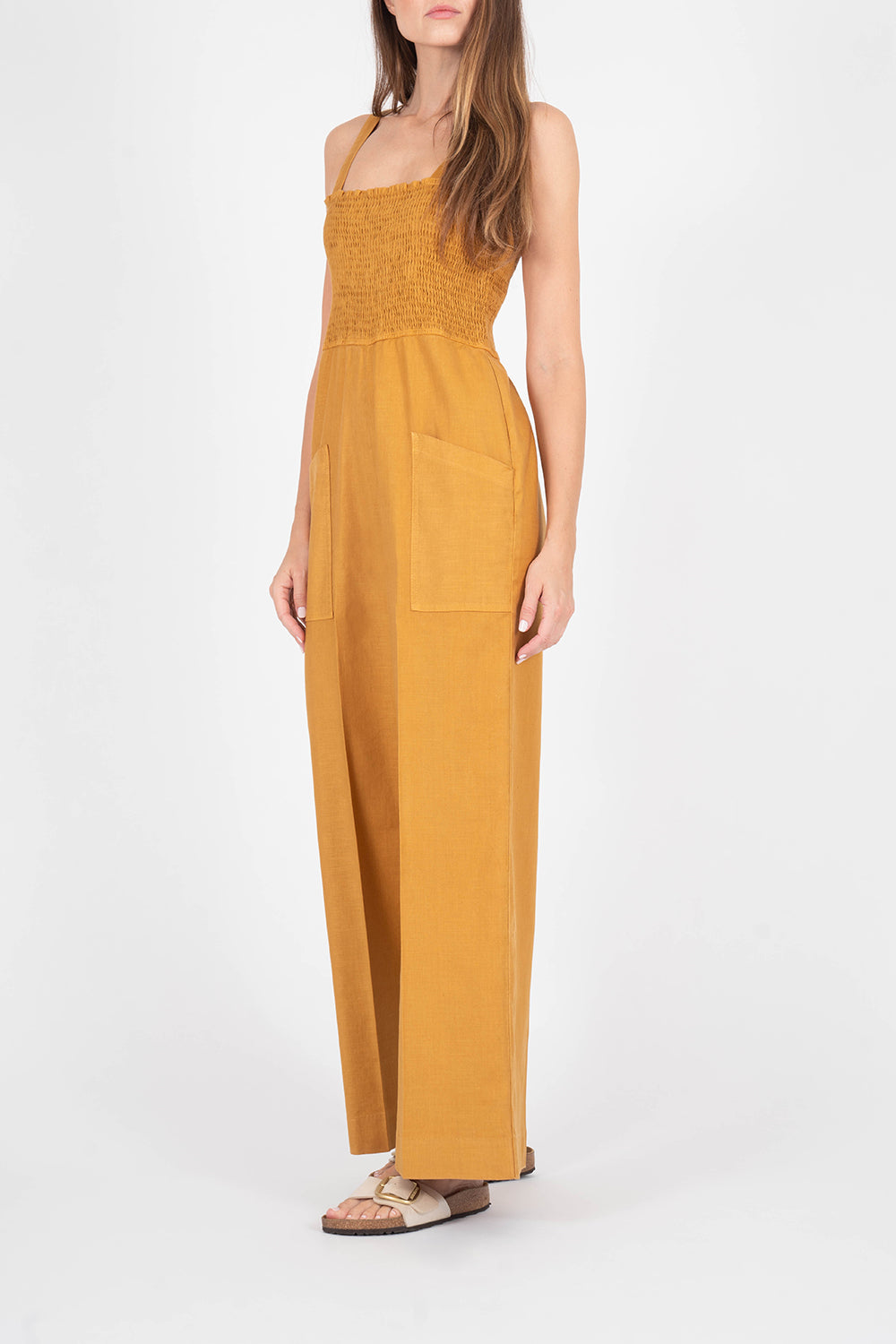 Marine Smocked Jumpsuit