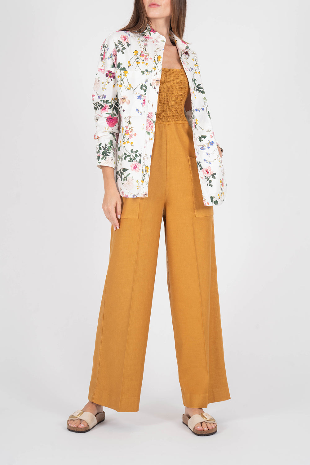 Marine Smocked Jumpsuit