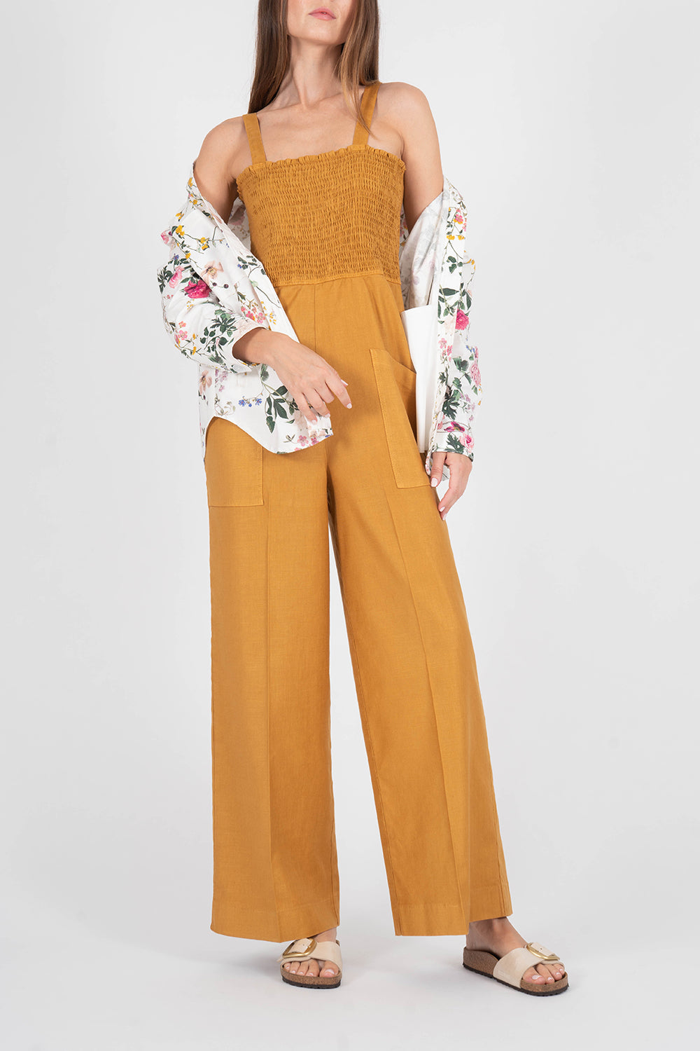 Marine Smocked Jumpsuit